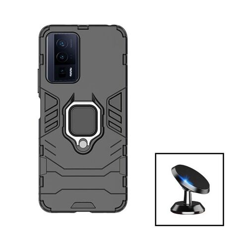 Kit Support Magnétique de Voiture + Coque 3X1 Military Defender pour Xiaomi Poco F5 Pro - Noir