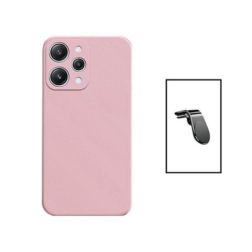 Kit Support Magnétique L Safe Driving Voiture + Coque Silicone Liquide Pour Xiaomi Redmi 12 - Rose