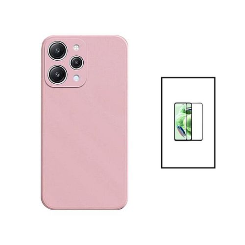 Kit Film Verre Trempé 5d Full Cover + Coque Silicone Liquide Pour Xiaomi Redmi 12 - Rose