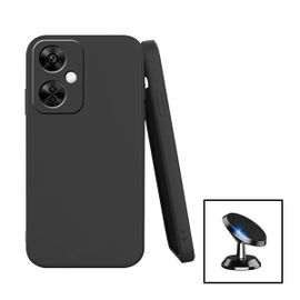 Kit Support Magnétique De Voiture + Coque Silicone Liquide Pour Oneplus Nord N30 - Noir