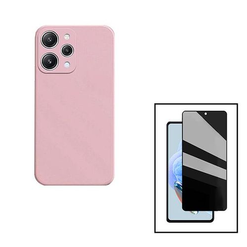 Kit Film Verre Trempé 5d Anti-Spy + Coque Silicone Liquide Pour Xiaomi Redmi 12 - Rose