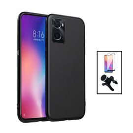Kit Film Verre Trempé 5d Full Cover + Coque Silicone Liquide + Support Magnétique De Voiture Renforcé Pour Oneplus Nord N300 - Noir