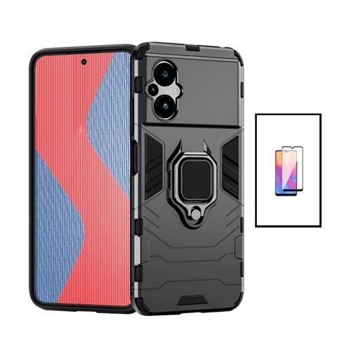 Kit Film Verre Trempé 5D Full Cover + Coque 3X1 Military Defender pour Xiaomi Poco M5 - Noir