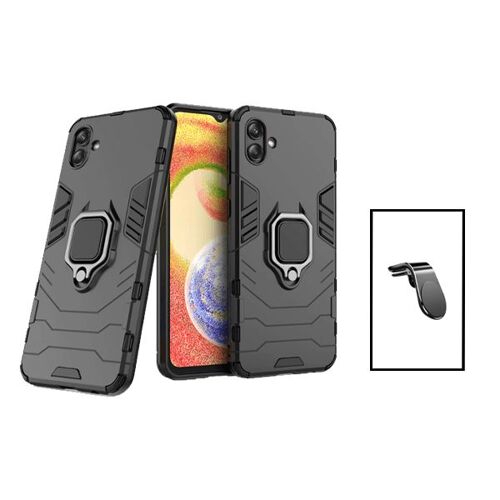 Kit Support Magnétique L Safe Driving Voiture + Coque 3x1 Military Defender Pour Samsung Galaxy A04 - Noir