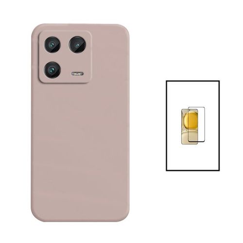 Kit Film Verre Trempé 5d Full Cover + Coque Silicone Liquide Pour Xiaomi 13 - Rose
