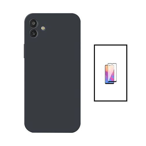 Kit Film Verre Trempé 5D Full Cover + Coque Silicone Liquide pour Samsung Galaxy A04 - Noir