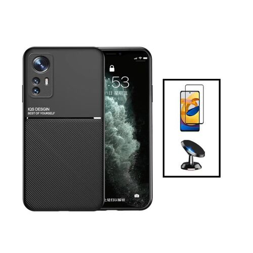 Kit Coque Magnetic Lux + 5D Full Cover + Support Magnétique de Voiture pour Xiaomi 12 Lite - Noir
