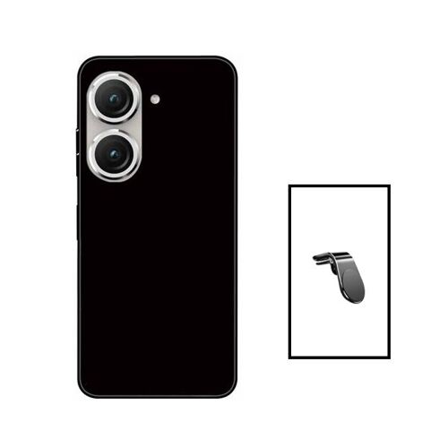 Kit Support Magnétique L Safe Driving Voiture + Coque Silicone Liquide pour Asus Zenfone 9 - Noir