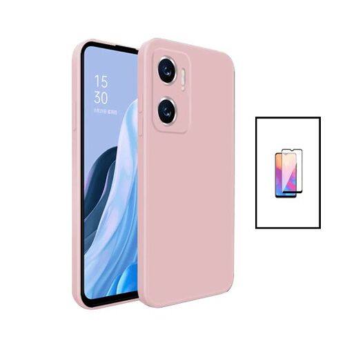 Kit Film Verre Trempé 5D Full Cover + Coque Silicone Liquide pour Xiaomi Redmi 10 5G - Rose