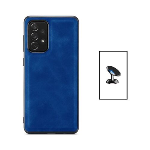 Kit Coque Magneticleather + Support Magnétique Pour Samsung Galaxy A52 - Bleu