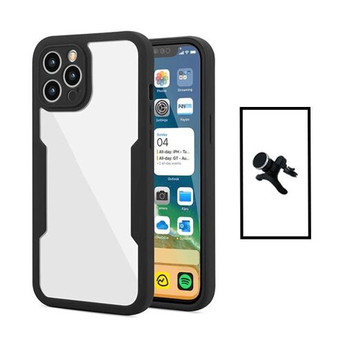 Kit Coque Anti-Crash 360 Protection + Support Magnétique de Voiture Renforcé pour Apple iPhone 14 Pro Max - Noir