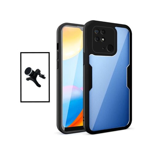 Kit Coque Anti-Crash 360 Protection + Support Magnétique de Voiture Renforcé pour Xiaomi Redmi 9C - Noir