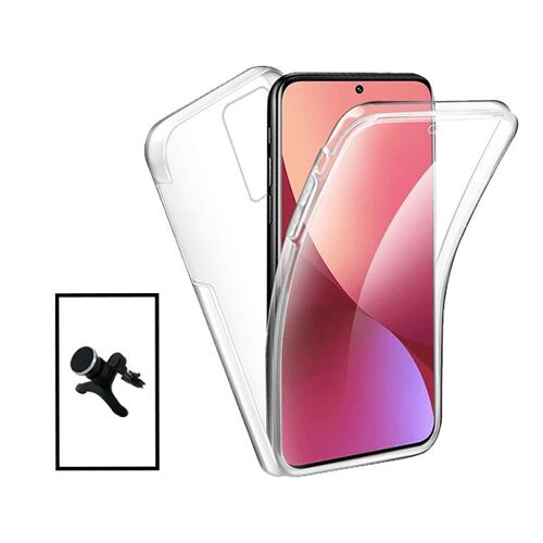 Kit Coque 3x1 360° Impact Protection + Support Magnétique De Voiture Renforcé Pour Xiaomi Mi 12 Lite - Transparent/Blanc