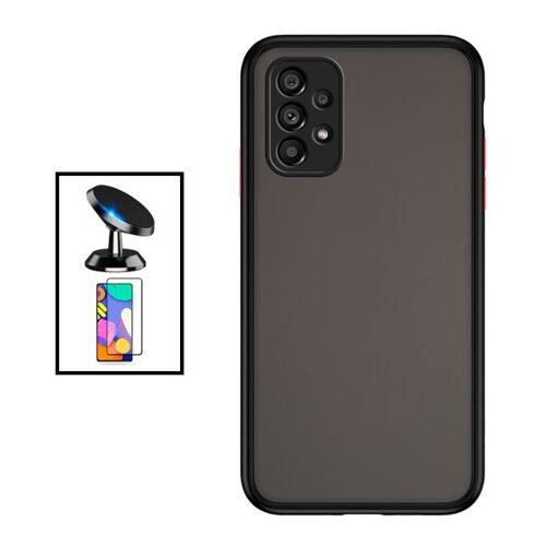 Kit Coque Anti Choque Caméra Protection + Film 5D Full Cover + Support Magnétique de Voiture Samsung Galaxy A53 5G - Noir