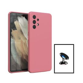 Kit Support Magnétique De Voiture + Coque Silicone Liquide Pour Samsung Galaxy A13 - Rose