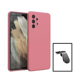 Kit Support Magnétique L Safe Driving Voiture + Coque Silicone Liquide Pour Samsung Galaxy A13 - Rose