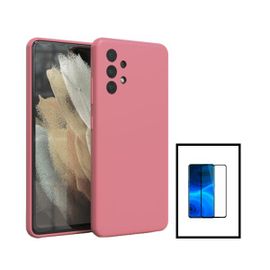 Kit Film Verre Trempé 5d Full Cover + Coque Silicone Liquide Pour Samsung Galaxy A13 - Rose