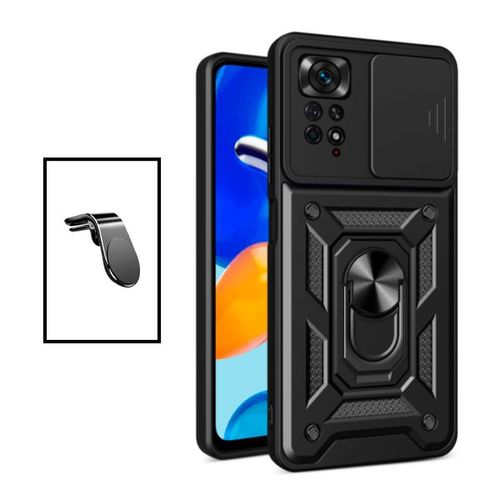 Kit Support Magnétique L Safe Driving Voiture + Coque Magnetic Military Defender Slide Window Anti-Impact Pour Xiaomi Redmi Note 11 Pro - Noir
