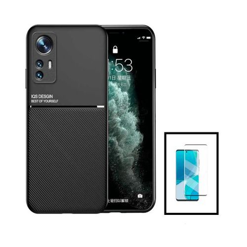 Kit Coque Magnetic Lux + Film Verre Trempé 5d Full Cover Curved Pour Xiaomi 12 Pro - Noir