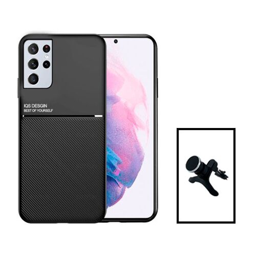 Kit Coque Magnetic Lux + Support Magnétique de Voiture Renforcé pour Samsung Galaxy S22 5G Ultra 5G - Noir