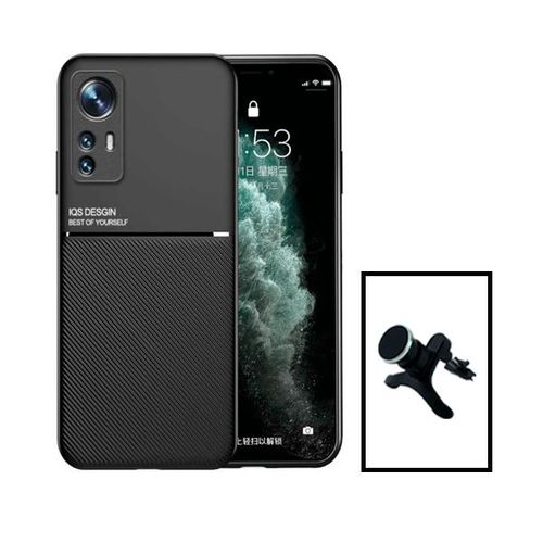 Kit Coque Magnetic Lux + Support Magnétique De Voiture Renforcé Pour Xiaomi 12 Pro - Noir