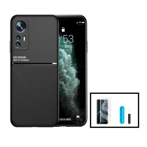 Kit Coque Magnetic Lux + Film Verre Trempé Nano Curved Uv Pour Xiaomi 12 Pro - Noir