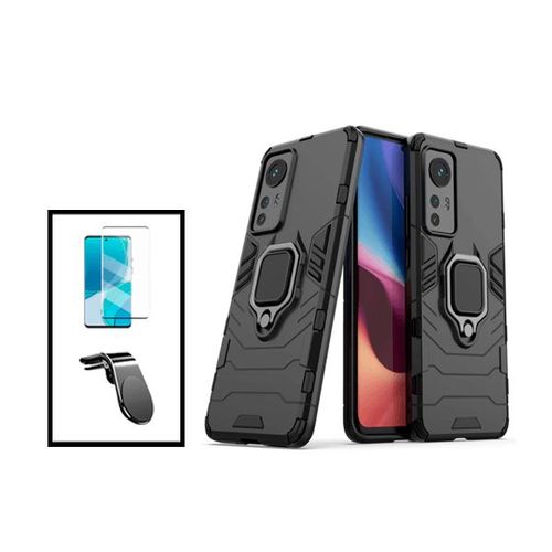 Kit Film Verre Trempé Curved + Coque 3x1 Military Defender + Support Magnétique L Safe Driving Voiture Pour Xiaomi 12 Pro - Noir