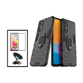 Kit Film Verre Trempé 5d Full Cover + Coque 3x1 Military Defender + Support Magnétique De Voiture Pour Samsung Galaxy A53 5g - Noir