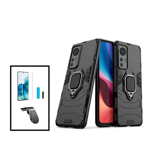 Kit Film Verre Trempé Nano Curved Uv + Coque 3x1 Military Defender + Support Magnétique L Safe Driving Voiture Pour Xiaomi 12 Pro - Noir