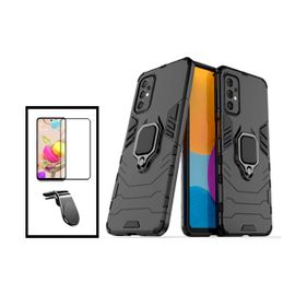 Kit Film Verre Trempé 5d Full Cover + Coque 3x1 Military Defender + Support Magnétique L Safe Driving Voiture Pour Samsung Galaxy A53 5g - Noir