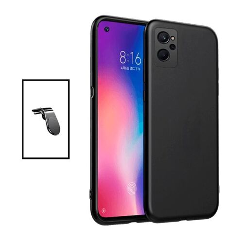 Kit Support Magnétique L Safe Driving Voiture + Coque Silicone Liquide pour Realme 9i - Noir