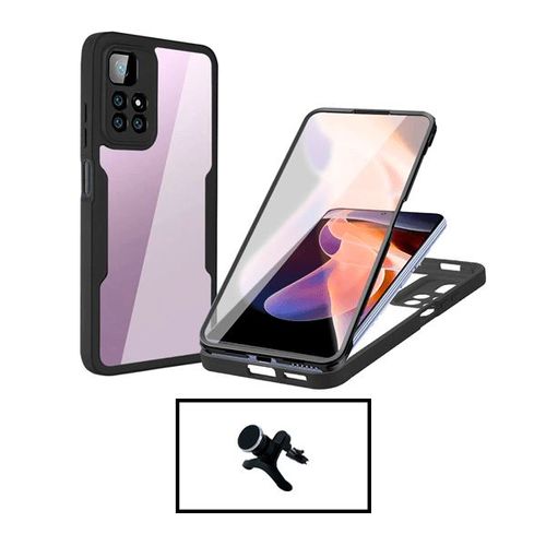 Kit Coque Anti-Crash 360 Protection + Support Magnétique De Voiture Renforcé Pour Xiaomi Redmi Note 11 Pro - Noir
