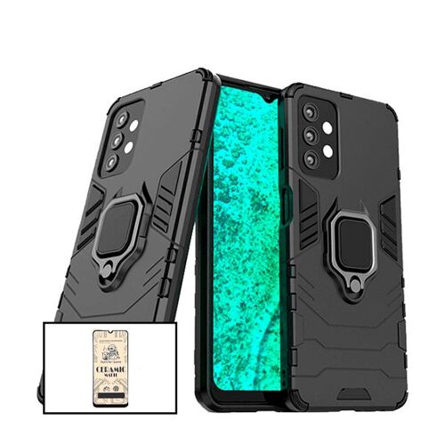 Kit Film De Verre Trempé Ceramicglass Full Cover + Coque 3x1 Military Defender Pour Samsung Galaxy A32 4g