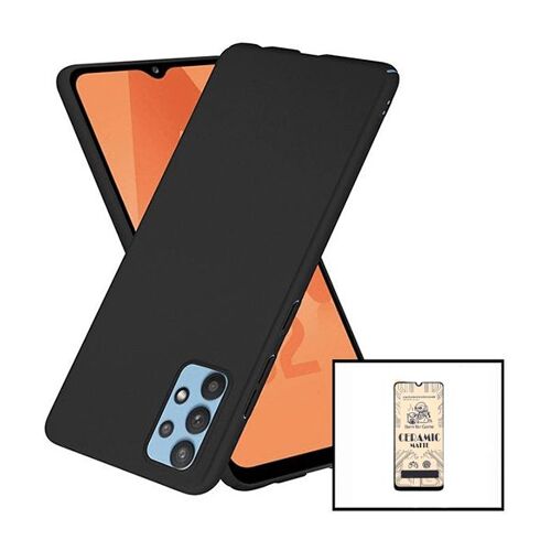 Kit Film De Verre Trempé Ceramicglass Full Cover + Coque Slimshield Pour Samsung Galaxy A32 4g Noir
