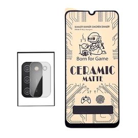 Kit Film De Verre Trempé Ceramicglass Full Cover + Film Caméra Pour Samsung Galaxy A02s