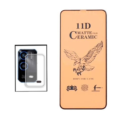 Kit Film De Verre Trempé Ceramicglass Full Cover + Film Caméra Pour Oppo A55