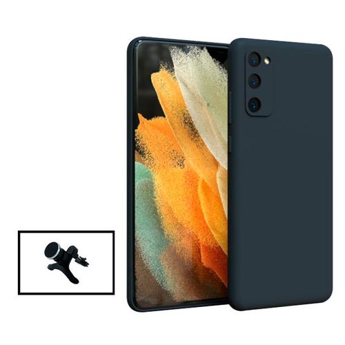 Kit Support Magnétique Renforcé De Voiture + Coque Silicone Liquide Pour Samsung Galaxy S23 Plus - Noir