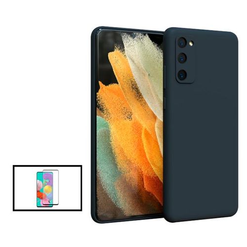 Kit Film Verre Trempé 5d Full Cover + Coque Silicone Liquide Pour Samsung Galaxy S23 Plus - Noir