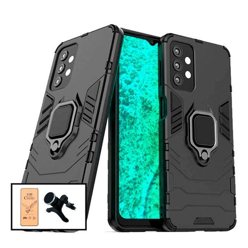 Kit Coque Magnetic Lux + Film De Verre Trempé Ceramicglass Full Cover + Support Magnétique De Voiture Renforcé Pour Samsung Galaxy A52s 5g