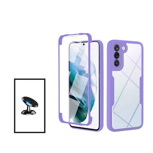 Kit Coque Anti-Crash 360 Protection + Support Magnétique De Voiture Pour Samsung S22 Ultra - Mauve