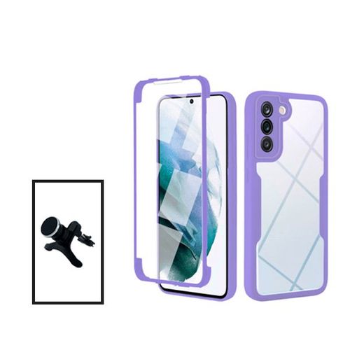 Kit Coque Anti-Crash 360 Protection + Support Magnétique De Voiture Renforcé Pour Samsung S22 Ultra - Mauve
