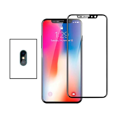 Kit Film Caméra Arrière + Film De Verre Trempé 5d Full Cover Pour Iphone X / Xs