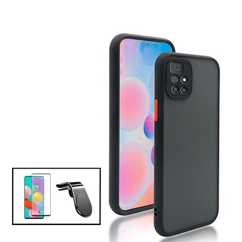 Kit Coque Antichoc Avec Caméra Protection + Film 5D Full Cover + Support Magnétique L Conduite en Toute Sécurité pour Xiaomi Redmi 10 2022 - Noir