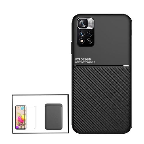 Kit Coque Magnetic Lux + Magnetic Wallet Noir + 5d Full Cover Pour Xiaomi Redmi Note 11 Pro+