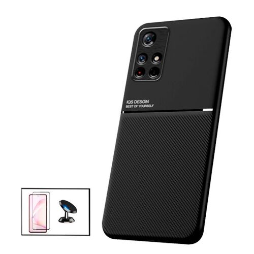 Kit Coque Magnetic Lux + Film De Verre Trempé Incurvé + Support Magnétique De Voiture Pour Xiaomi Poco M4 Pro 5g