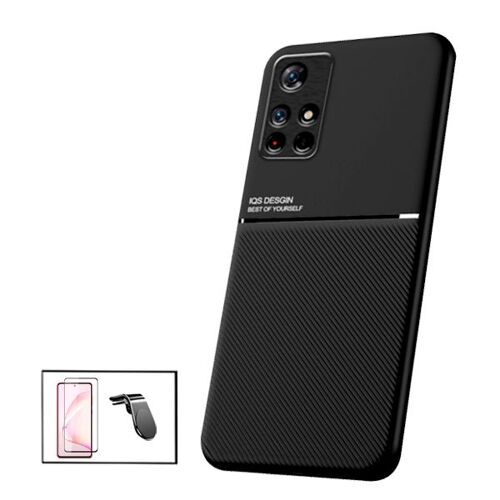 Kit Coque Magnetic Lux + Film De Verre Trempé Incurvé + Support Magnétique L Safe Driving Pour Xiaomi Poco M4 Pro 5g