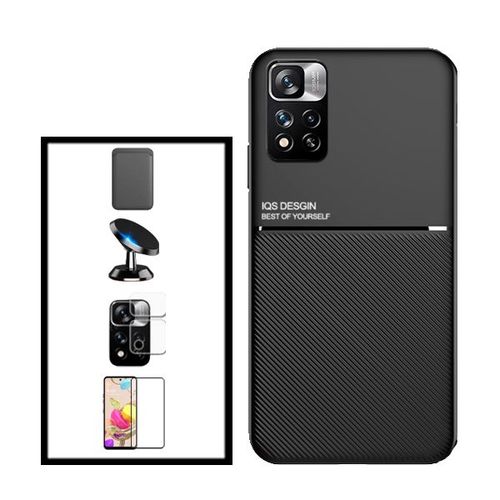 Kit Coque Magnetic Lux + Magnetic Wallet Noir + 5d Full Cover + Film De Caméra Arrière + Support Magnétique De Voiture Pour Xiaomi Redmi Note 11 Pro+