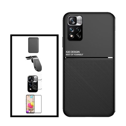Kit Coque Magnetic Lux + Magnetic Wallet Noir + 5d Full Cover + Film De Caméra Arrière + Support Magnétique L Safe Driving Pour Xiaomi Redmi Note 11 Pro+