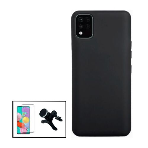 Kit Film De Verre Trempé 5d Full Cover + Coque Silicone Liquide + Support Magnétique De Voiture Renforcé Pour Lg K42