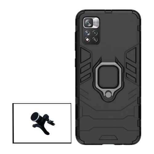Kit Support Magnétique De Voiture Renforcé + Coque 3x1 Military Defender Pour Xiaomi Redmi Note 11 Pro